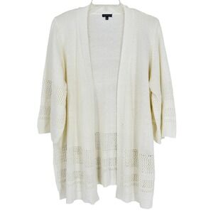 Hannah Boho Coastal Crochet Cardigan Open Front Lightweight Layer Womens L